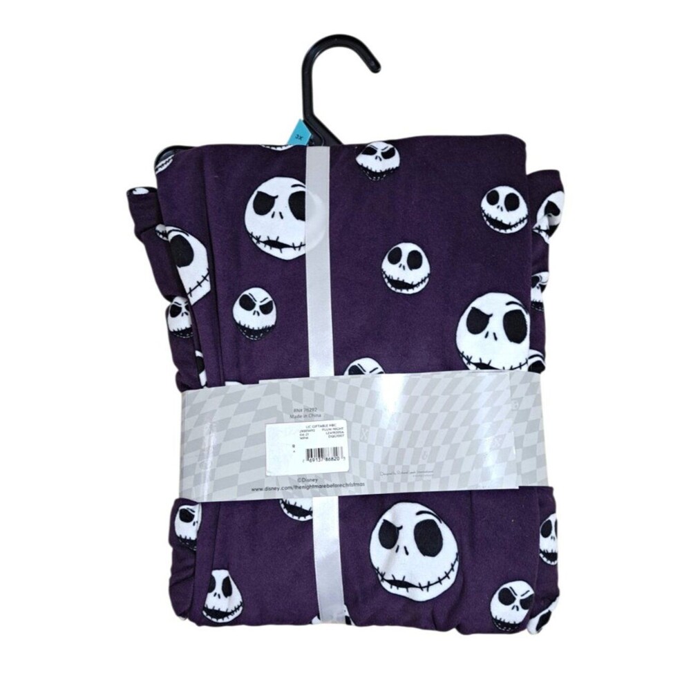 Nightmare Before Christmas Women's Plum Purple Jack Skull Face Pajama Set 3X - Picture 3 of 7